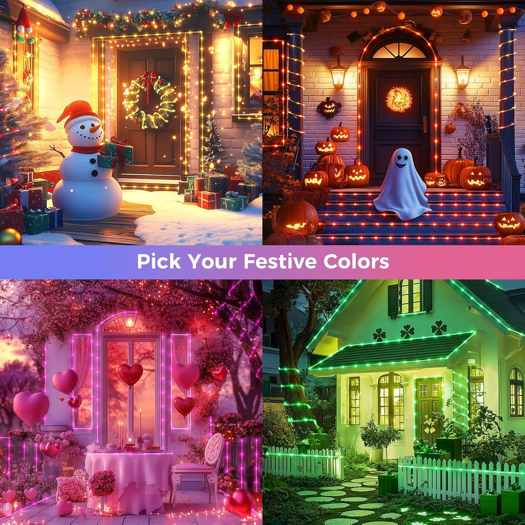Minetom Color Changing Rope Lights Outdoor, 33FT 100 LED Rope Light | Outdoor String Lights with Remote, Timer, Waterproof Christmas Light Outdoor Decoration for Outside Indoor Bedroom,16 Colors