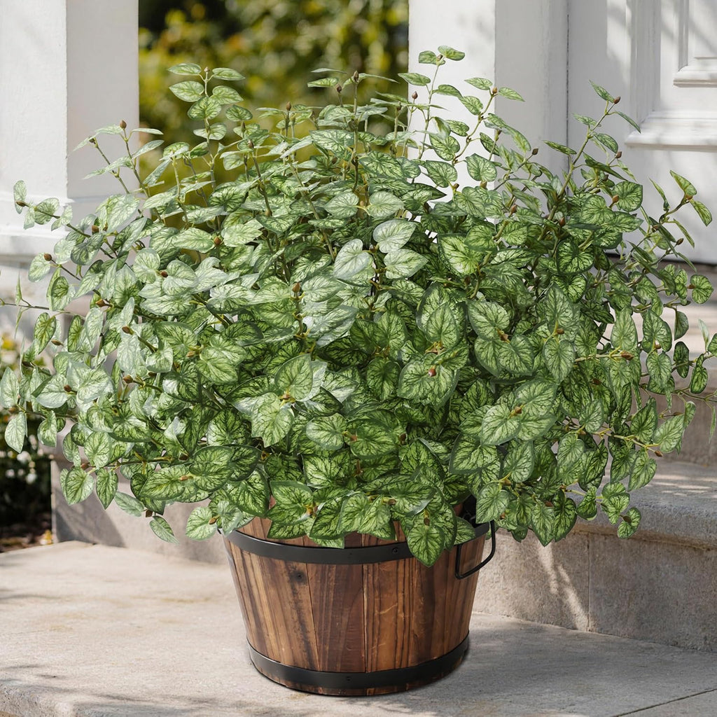 Ivydale Artificial Plants Outdoor UV Resistant 5 Pcs (Green) | Faux Greenery Plants Outdoor Silk Plants with Stems, Fake Plants for Outside Planter Front Porch Patio Pathway Decoration