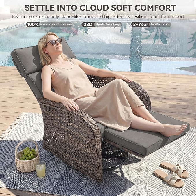 Zero Gravity Patio Swivel Rocking Recliner Chairs Set of 2 - Image 3