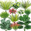20 Pcs Artificial Plants Outdoor Fake Greenery Stems Plants | UV resistant, realistic boston fern, faux shrubs, plastic plants, indoor outdoor garden porch planter window box home decor