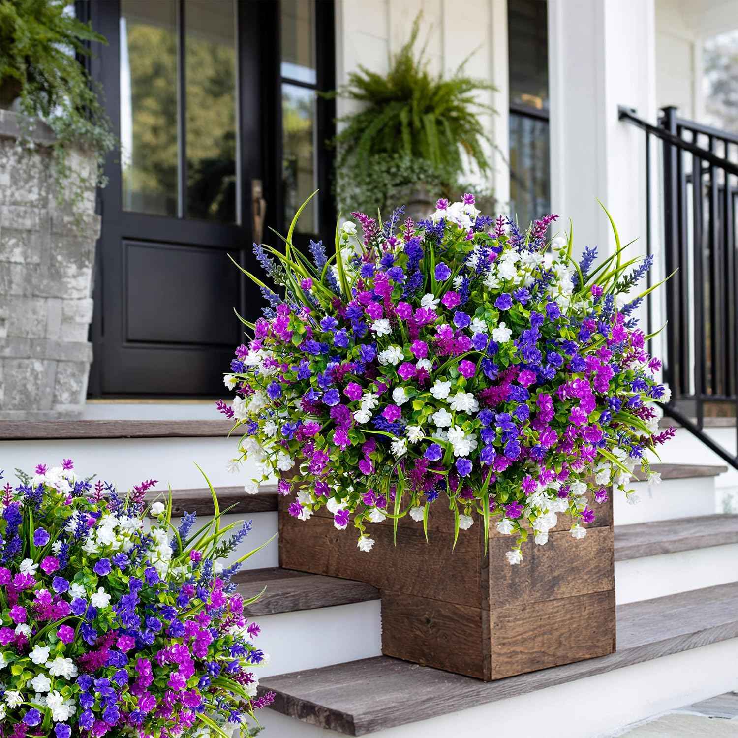 AXYLEX Artificial Flowers for Outdoors, 12 Bundles Fake Plants (Mixed) | UV resistant faux plastic flowers, no fade artificial greenery – garden, patio, porch & home