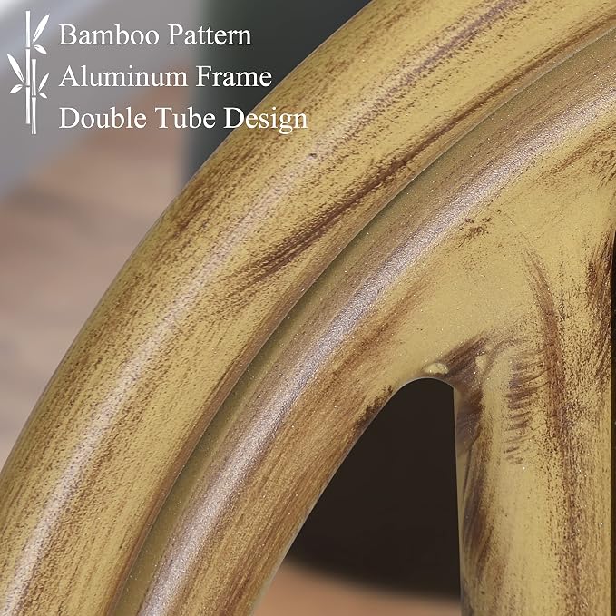 PURPLE LEAF French Bar Stool Set of 2 Bamboo Print Finish Patio Bar Stools - Image 8