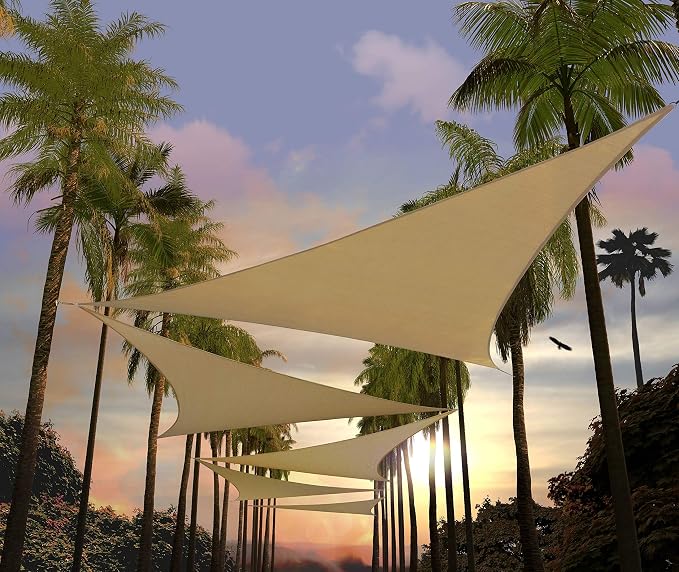 Amgo 14' x 14' x 14' Sand Beige Triangle Sun Shade Sail Outdoor Canopy Awning by Amgo