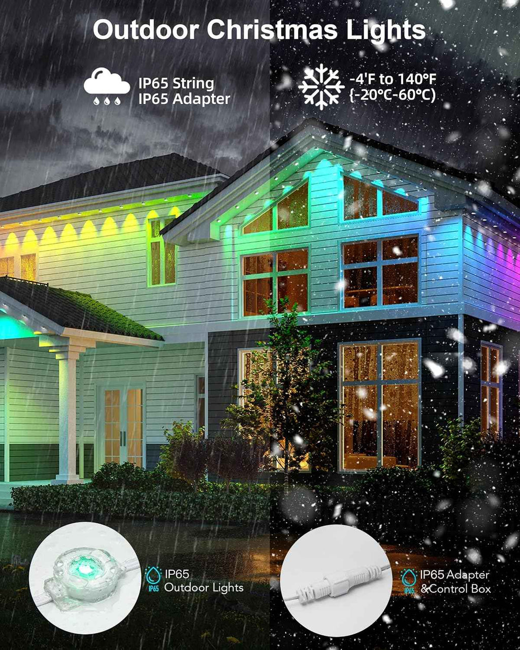 Permanent Outdoor Lights, 111ft with Smart 72 LED Light with App Control, DIY Scene Modes IP65 Waterproof Christmas Outdoor Lights Outside Roofline Decor, Garden Decor, Party, Holiday Xmas