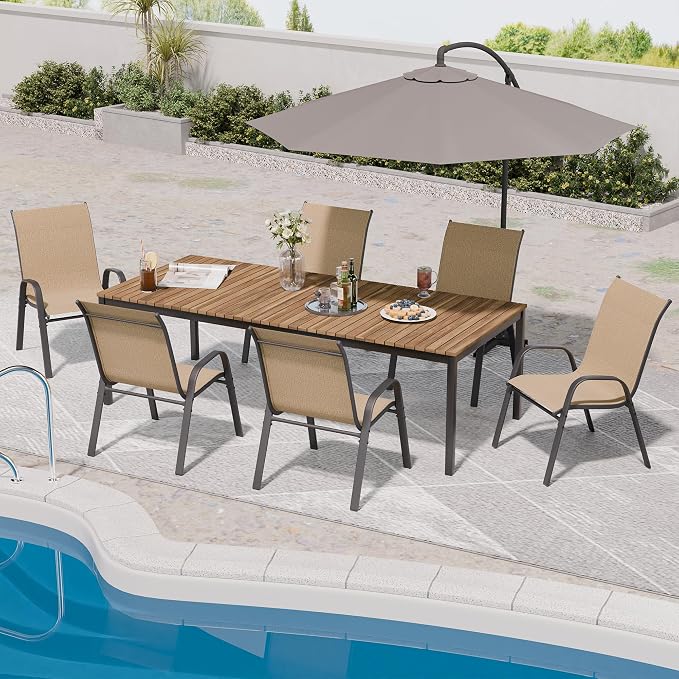 Patio Chairs Set of 6, Outdoor Dining Chairs Stackable - Image 2