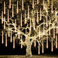 TW SHINE Christmas Meteor Shower Lights Outdoor, 864 LED 12" 24 Tubes Waterproof Christmas Lights Outdoor Plug in, Snow Falling Rain Icicle Xmas Light Decorations, Warm White