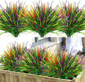 36 Pcs Artificial Plants Outdoor, UV Resistant Fake Outdoor Flowers Faux Plastic Monkey Greenery Grass for Front Porch Window Box Outside Garden Home Office Planters Desk Decor (Mixed Color)