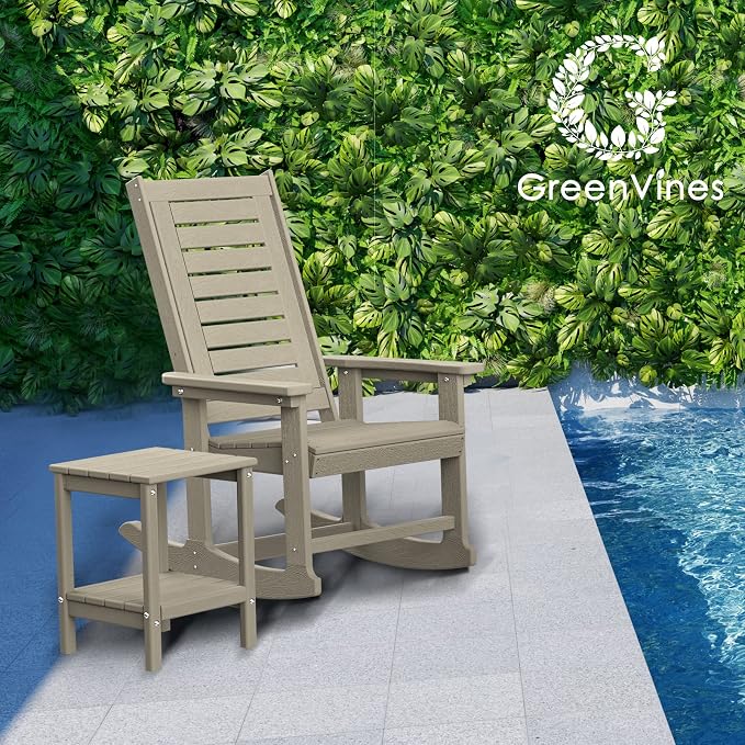 GREENVINES Outdoor Rocking Chairs | Set of 2 | Porch Rocker | HDPE Plastic | - Image 2