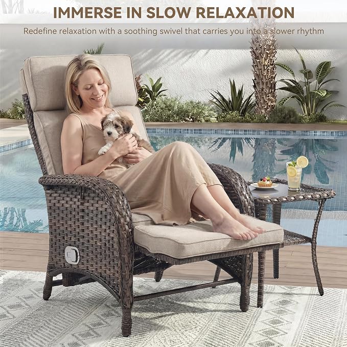 Zero Gravity Wicker Patio Recliner Chair - Image 3