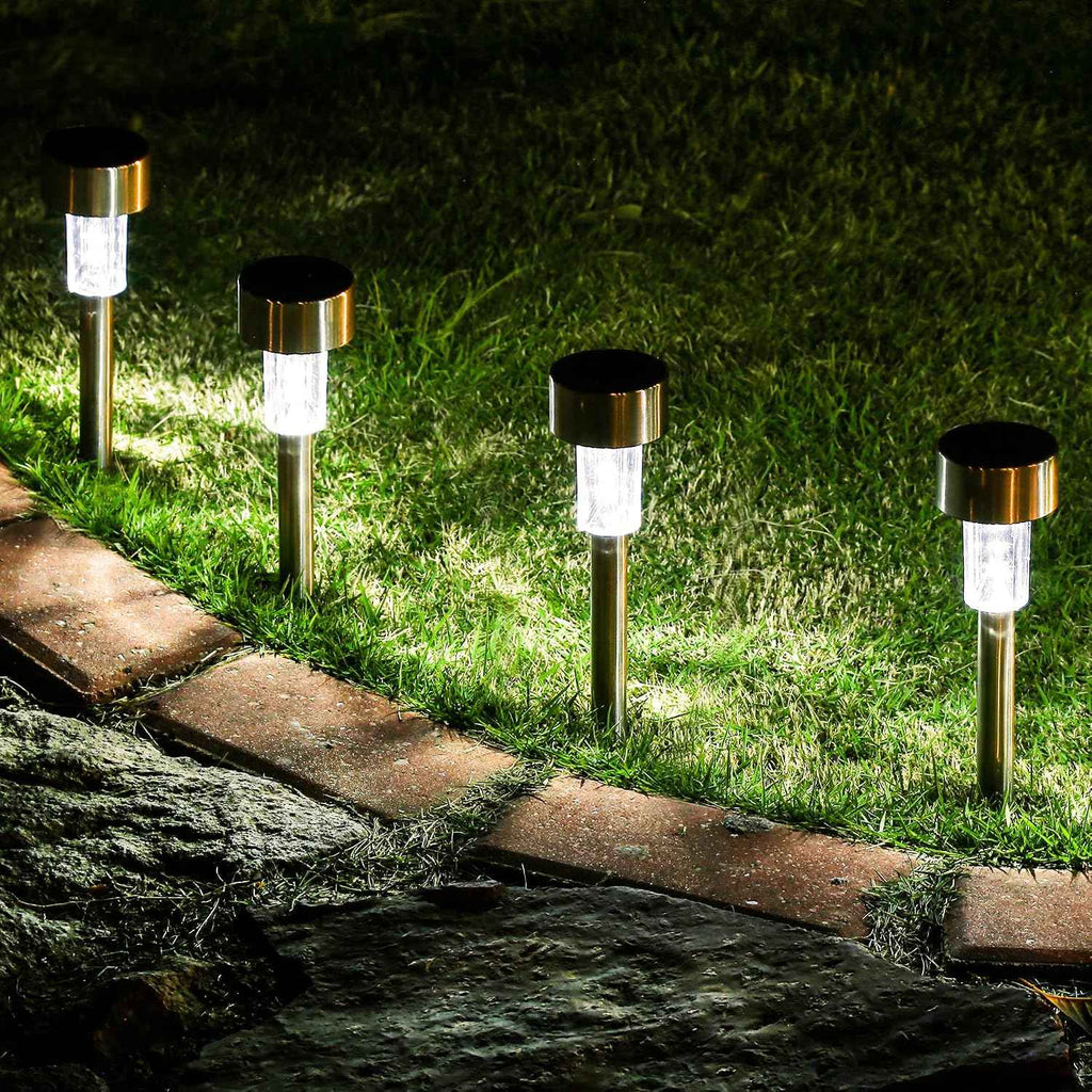 GIGALUMI 16 Pack Solar Lights Outdoor Waterproof,Stainless Steel LED Solar Garden Lights for Patio, Lawn, Yard and Landscape(Cold White) | Solar Pathway Lights, Solar Garden Lights for Patio, Lawn, Yard and Landscape LED (Cold White)