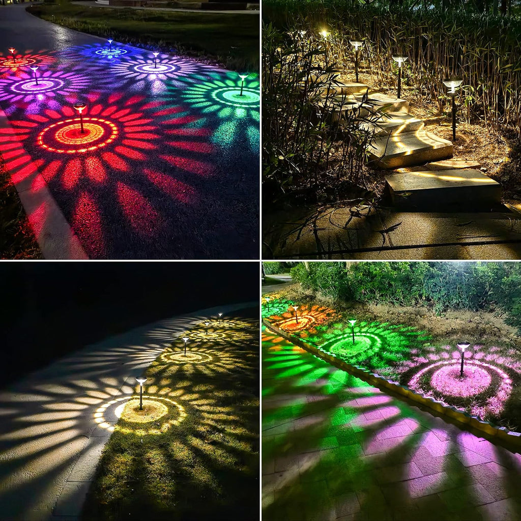 Bright Solar Pathway Lights 6 Pack,Color Changing+Warm White LED Solar Lights Outdoor,IP67 Waterproof Solar Path Lights,Solar Powered Garden Lights for Walkway Yard Backyard Lawn Landscape Decor