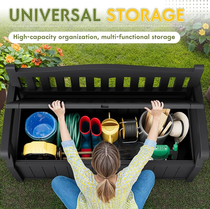 Greesum 80 Gallon Outdoor Storage Bench Deck Box - Image 5