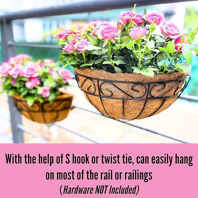 LaLaGreen Wall Hanging Planters, 4 Pack, 12 Inch Balcony Flower Baskets - Image 6