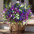 AXYLEX Artificial Flowers for Outdoors, 12 Bundles Fake Plants (Mixed) | UV resistant faux plastic flowers, no fade artificial greenery – garden, patio, porch & home