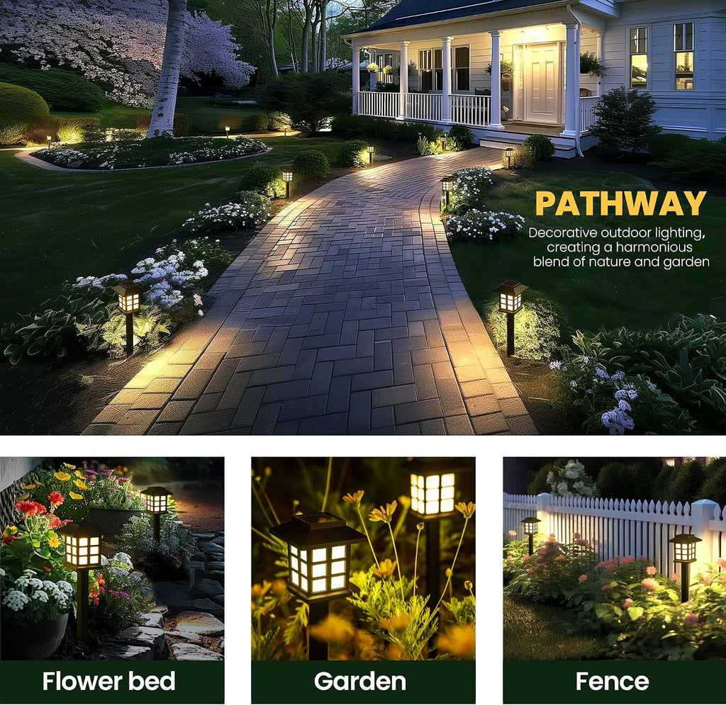 GIGALUMI Solar Lights Outdoor Waterproof 12 Pack, LED Garden Decor | Warm White LED Solar Garden Lights Outdoor Decor, 8 Hours of Landscape Lighting for Garden