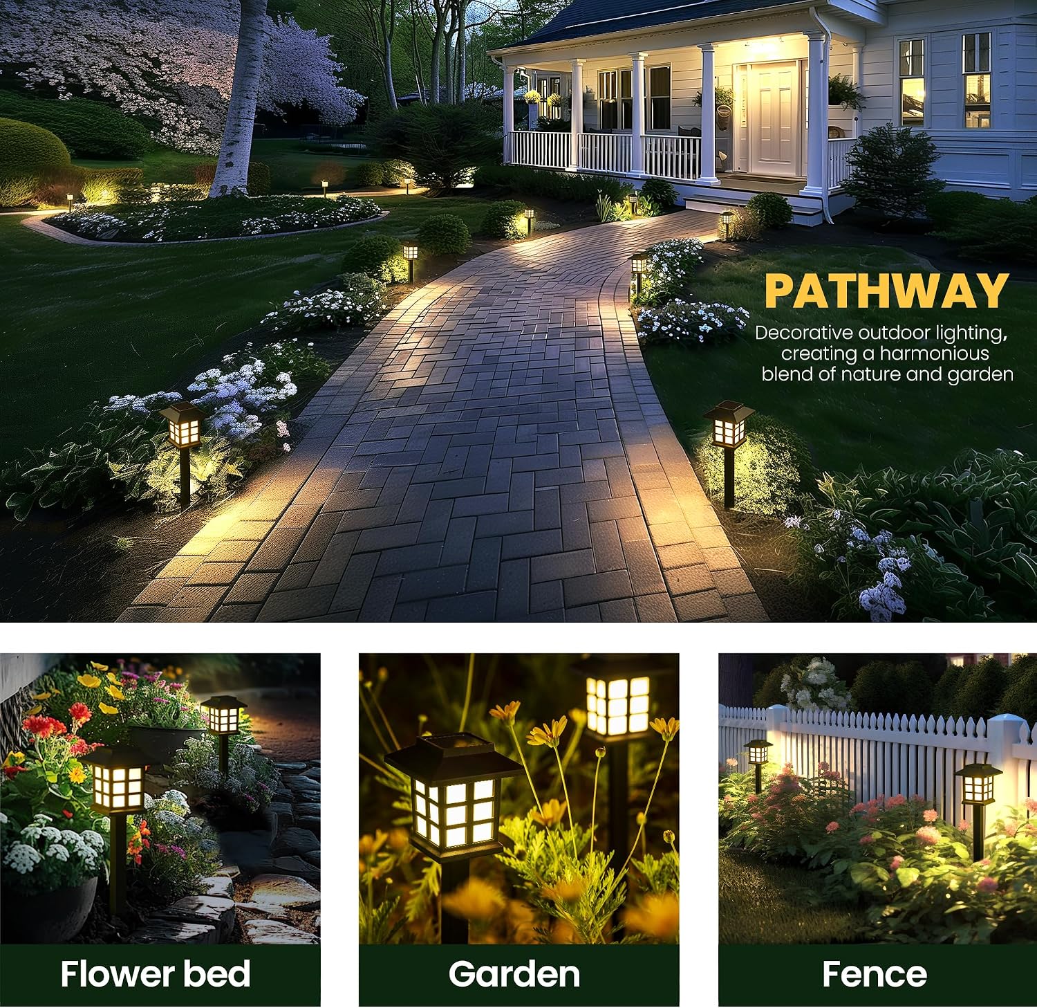 GIGALUMI Solar Lights Outdoor Waterproof 12 Pack, LED Garden Decor | Warm White LED Solar Garden Lights Outdoor Decor, 8 Hours of Landscape Lighting for Garden