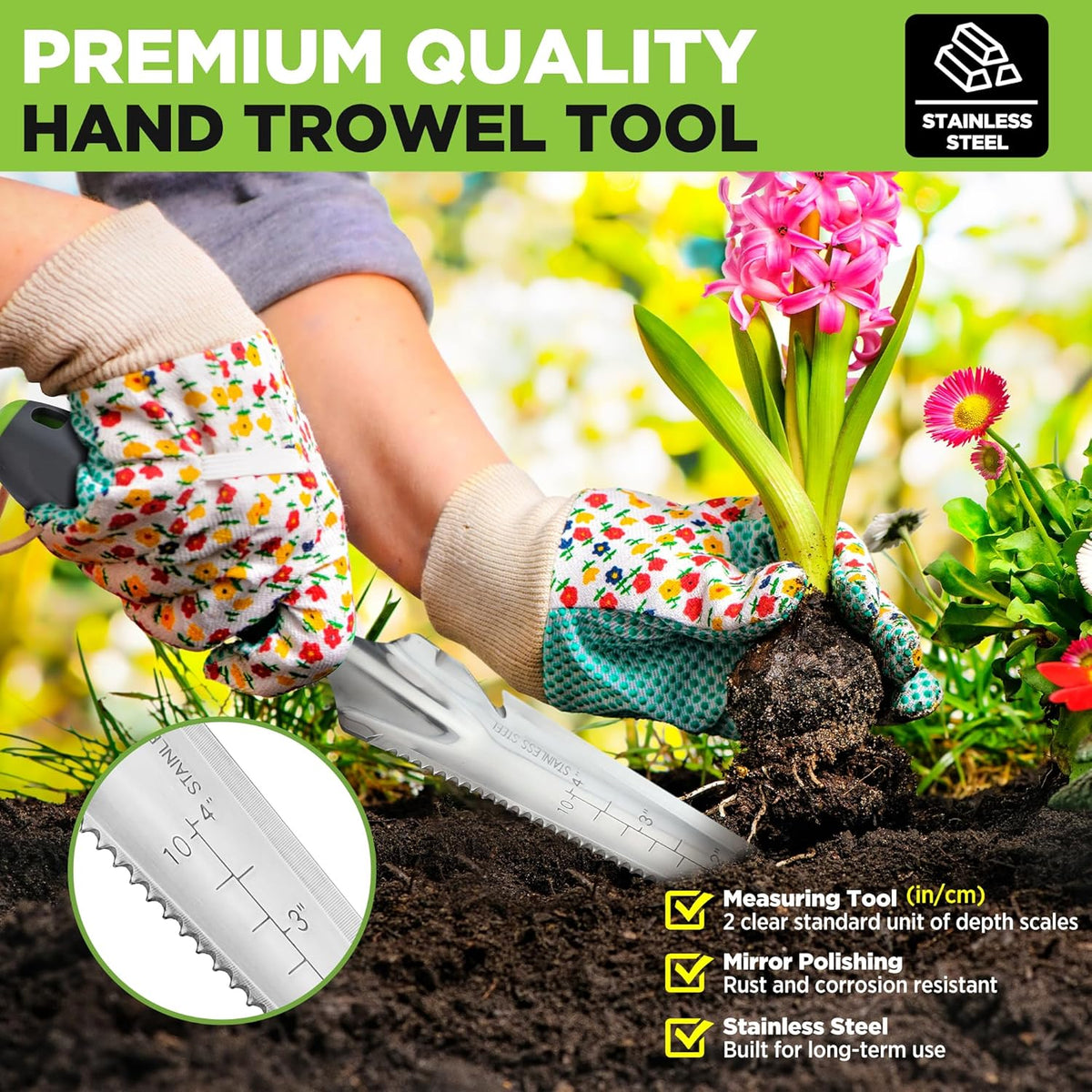 WORKPRO 5-in-1 Hand Weeder Puller, Stainless Steel Garden Trowel | Gardening Weeding Tool for Easy Weeder Removal, Planting, Weeding, Flower & Vegetable Care in Garden Lawn Yard