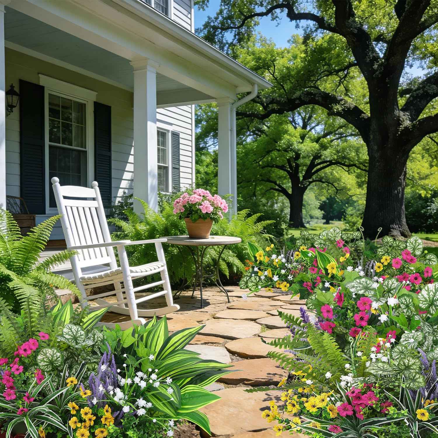 Roberly 20 Pcs Artificial Plants Outdoor, Fake Greenery Stems Plants | ﻿UV resistant fake plants flowers, plastic greenery stems bushes, indoor outdoor home patio garden table decoration