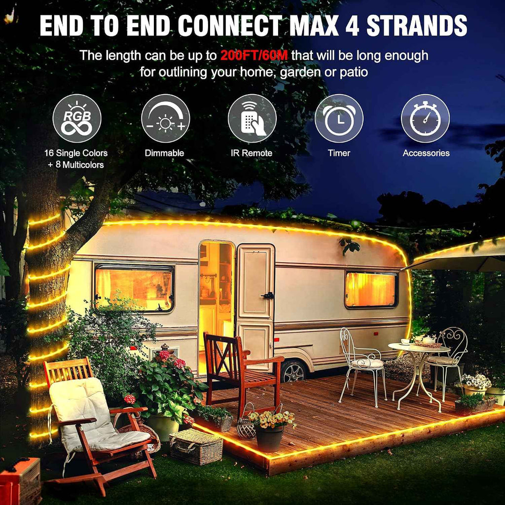Omika 100FT Connectable Rope Lights for Outside, 300LED Color Changing Outdoor String Light with Remote, 24 Colors Waterproof Twinkle Tube Light for Indoor Bedroom Patio Garden Holiday Halloween Decor