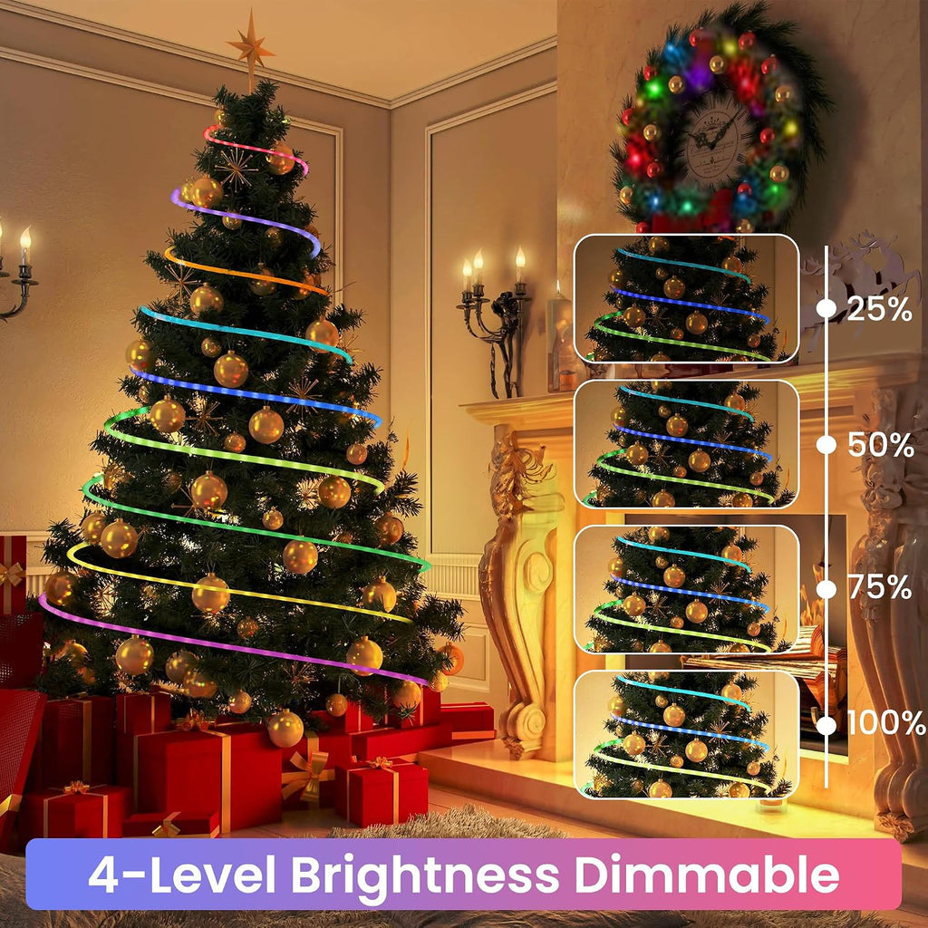 Jnaurb RGB Color Changing Rope Lights Outdoor, 33ft 100LED Smart String Lights with Remote & APP Control, Waterproof Music Sync Rope Lighting - DIY Flexible Tube LED Lights for Bedroom Garden Wedding