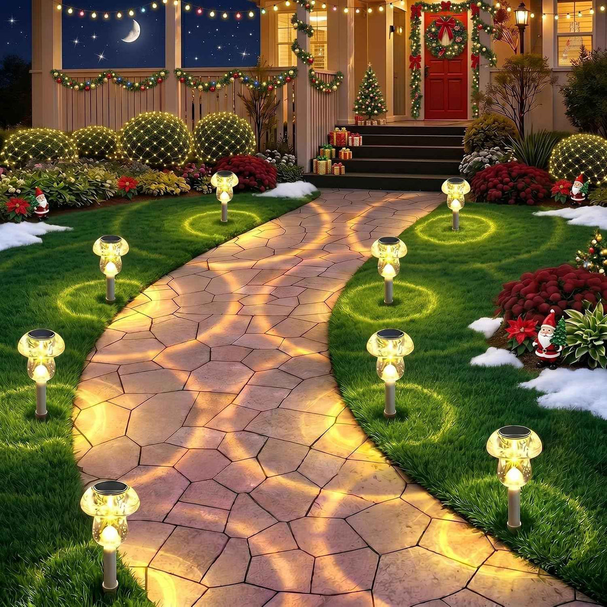 Benany Solar Lights Outdoor, 8 Pack Mushroom Lights Outside Waterproof, Solar Powered LED Lighting for Garden, Yard, Landscape, Path, Pathway, Lawn, Walkway, Driveway, Backyard Decor (Warm White)