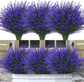 12 Bundles Fake Outdoor Flowers UV Resistant Plants Artificial Lavender Faux Plastic Shrubs Window Box Garden Porch Home Decor(Purple)