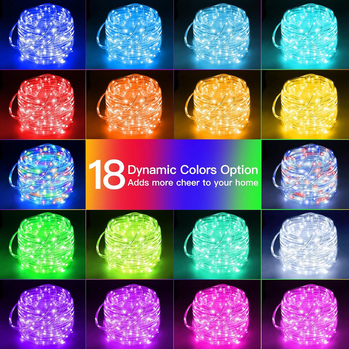Ollny Rope Lights Outdoor Color Changing, 66FT 200 LED Waterproof Plug in Christmas Lights with Remote, 16 Colors Twinkle Outdoor String Lights for Outside Indoor Party Easter Holiday Decorations