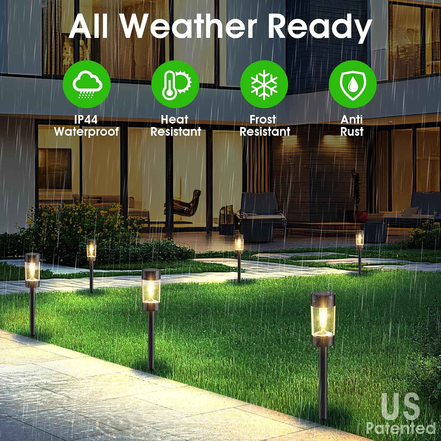 Eyrosa Solar Pathway Lights Outdoor Waterproof, 12 Pack, Warm White | Solar Landscape Lighting for Pathway Garden Yard Path Walkway Driveway Lawn Outside Décor