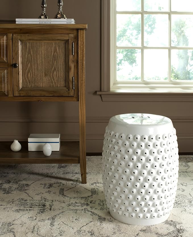 Safavieh Castle Gardens Collection Stella Nail Head White Glazed Ceramic Garden - Image 3