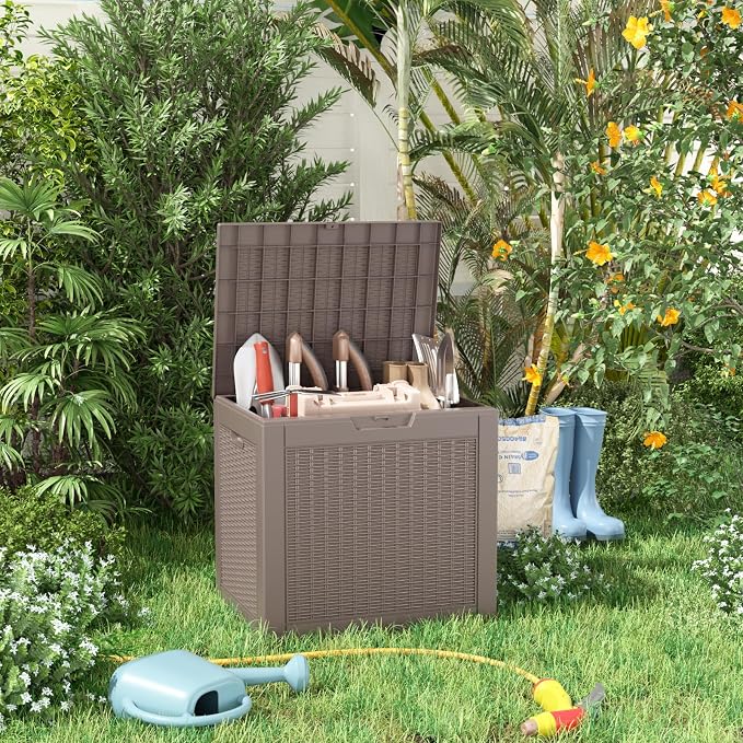 30 Gallon Resin Deck Box, Lockable Patio Outdoor Storage Box - Image 2