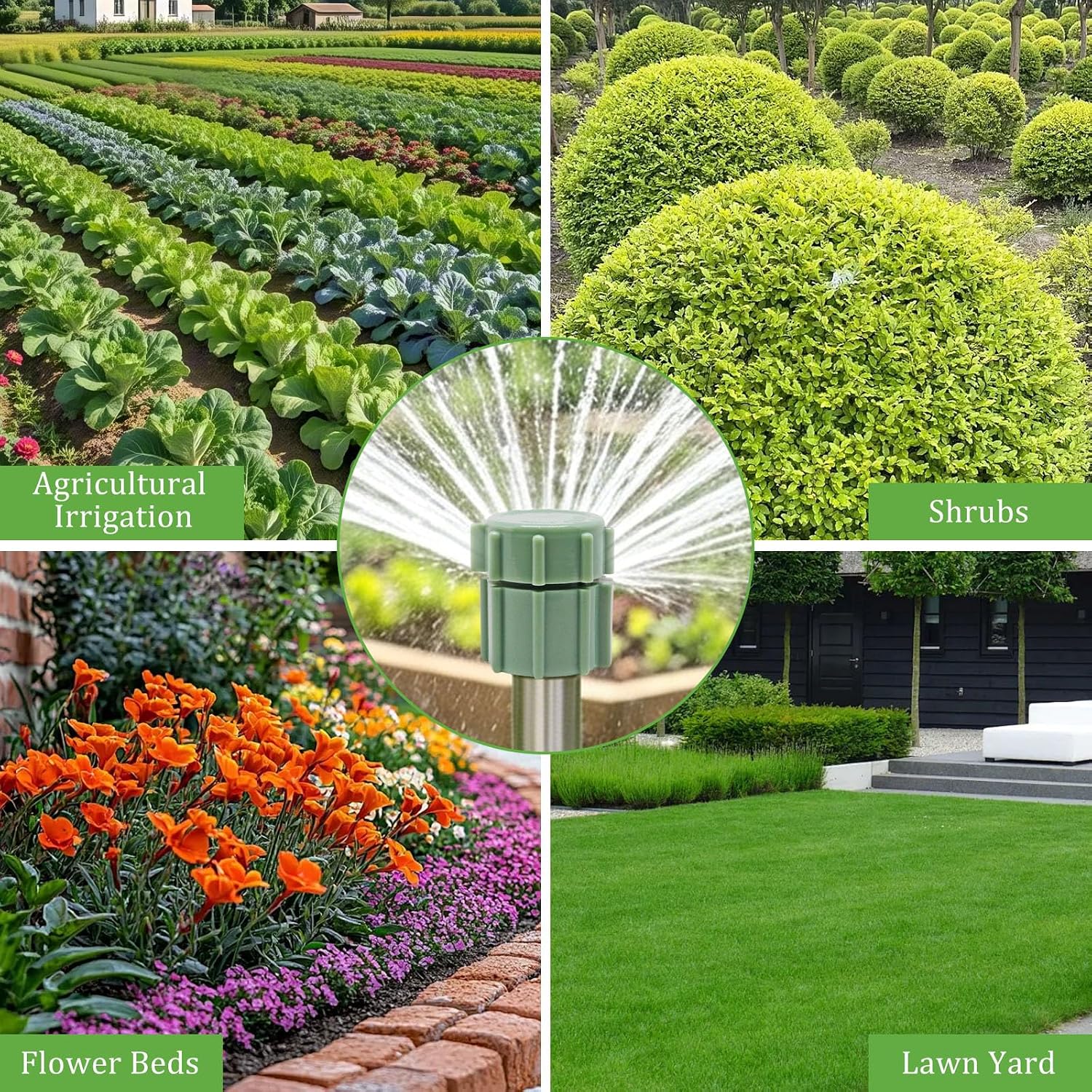 10 Pcs Adjustable Sprinkler Bubbler Head, Drip Irrigation Shrub Sprinkler with Flow Control for Garden, Lawn & Flower Beds, Fits 1/2" Male Thread (Green)