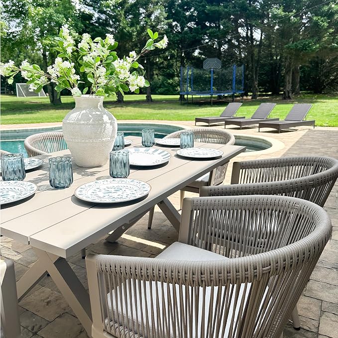 PURPLE LEAF Patio Dining Set for 10 All-Weather Wicker 11 Piece Aluminium - Image 2