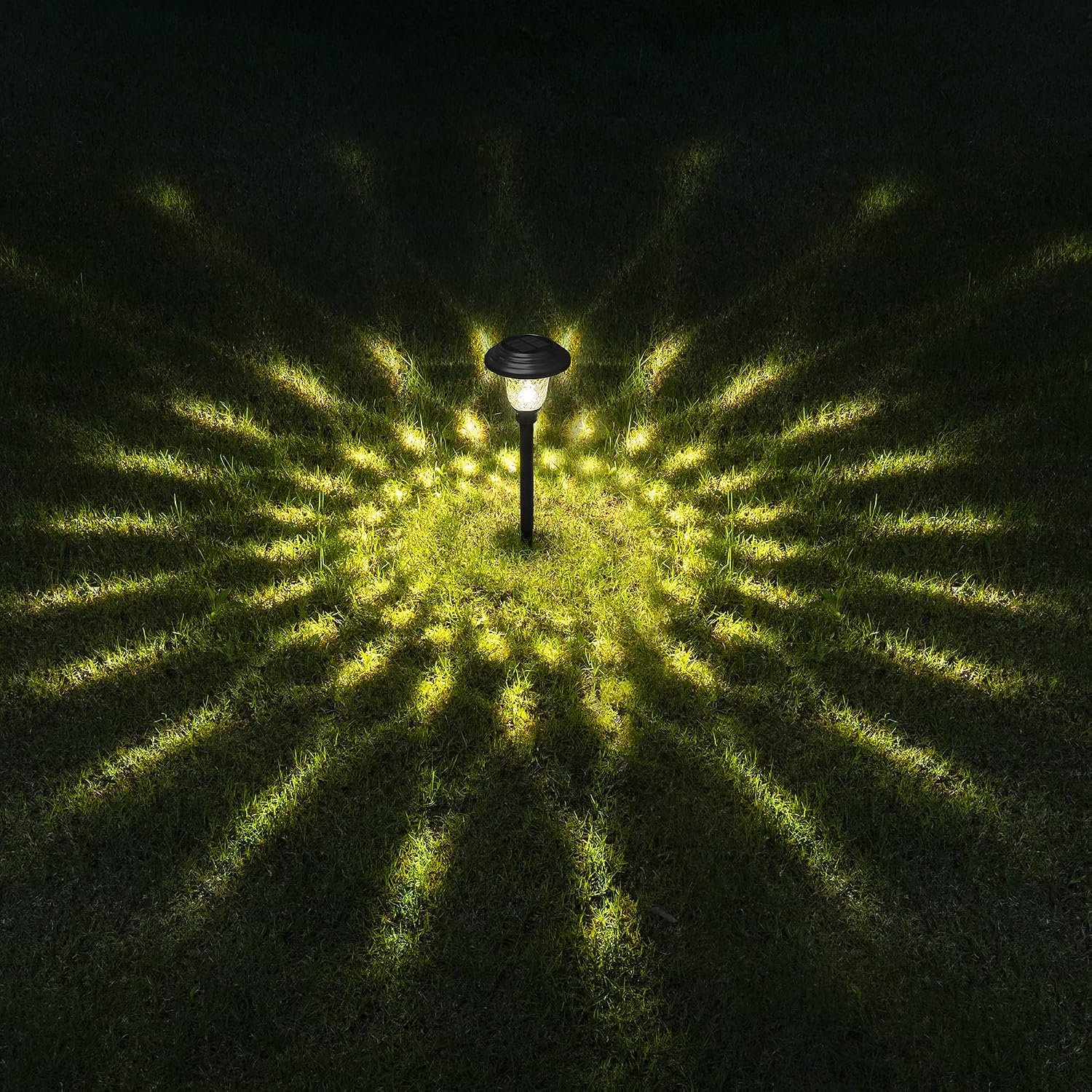 GIGALUMI Metal & Glass Solar Lights Outdoor, 8 Pack LED Garden Lights | Solar Pathway Lights Waterproof IP65, Warm White Landscape Path Lights, Garden Decor for Yard, Patio, Walkway (Black)