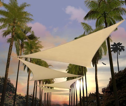 Amgo Custom Size 14' x 14' x 14' Beige Triangle Sun Shade Sail Order to Make by Amgo