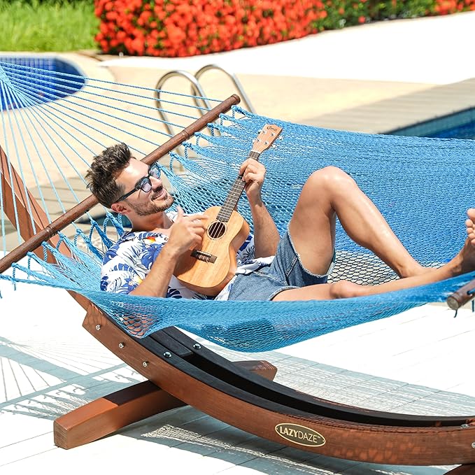 Lazy Daze Hammocks 10.5 FT Double 2 Person Caribbean Rope Hammock, Hand Woven - Image 2