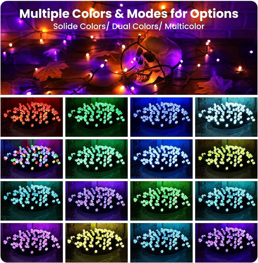 Toodour Halloween Lights RGB String Light, 131ft 350LED Orange Purple Light | Remote & Timer, Waterproof, Color Changing Twinkle Tree Lights for Home Porch Party Holiday Indoor Outdoor Halloween Decor
