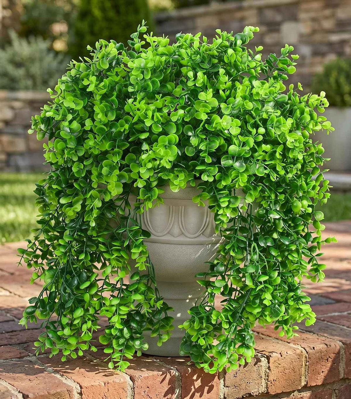 Faux Outdoor Plants Fake Hanging Plants for Outdoors Outside Decorations, 2 Pcs Green Faux Eucalyptus Hanging Vine Realistic UV Resistant Artificial Greenery for Planters Porch Garden Yard Patio