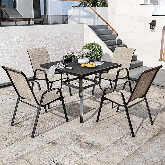 Patio Chairs Set of 8, Stackable Outdoor Dining Chairs - Image 5