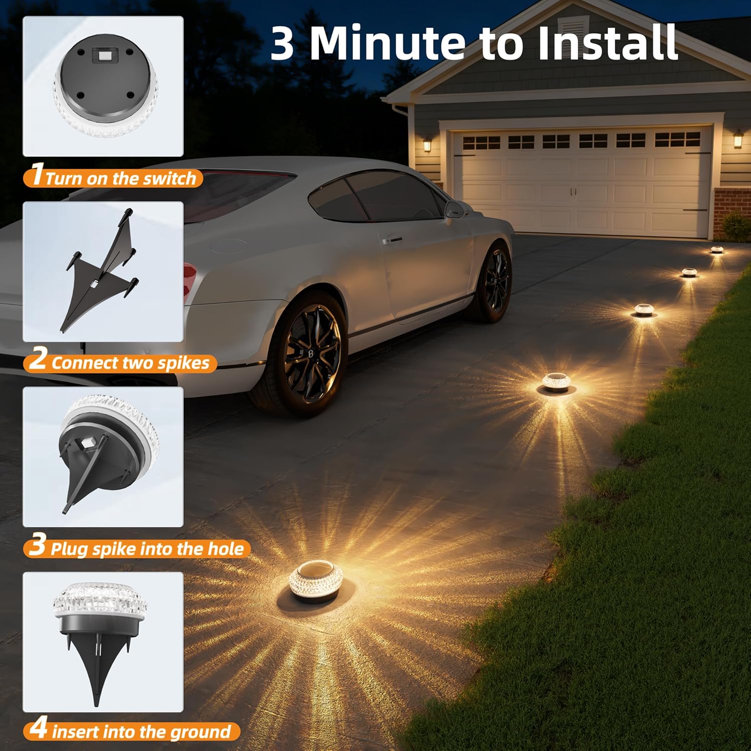 VOLISUN Solar Ground Lights Outdoor,12 Pack Flat Solar Pathway Lights | IP67 Waterproof Solar Powered Disc Lights,Landscape Lighting for Garden Yard Walkway Patio Driveway,Warm White