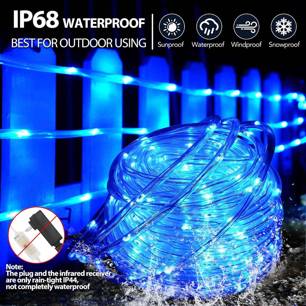 StarryEver 66ft 200LED Rope Light Outdoor String Lights, 24 Colors+Warm White Outdoor LED Lights Plug in, RGB Color Changing Fairy Light with Remote Rope Lighting for Camping Garden Patio Décor