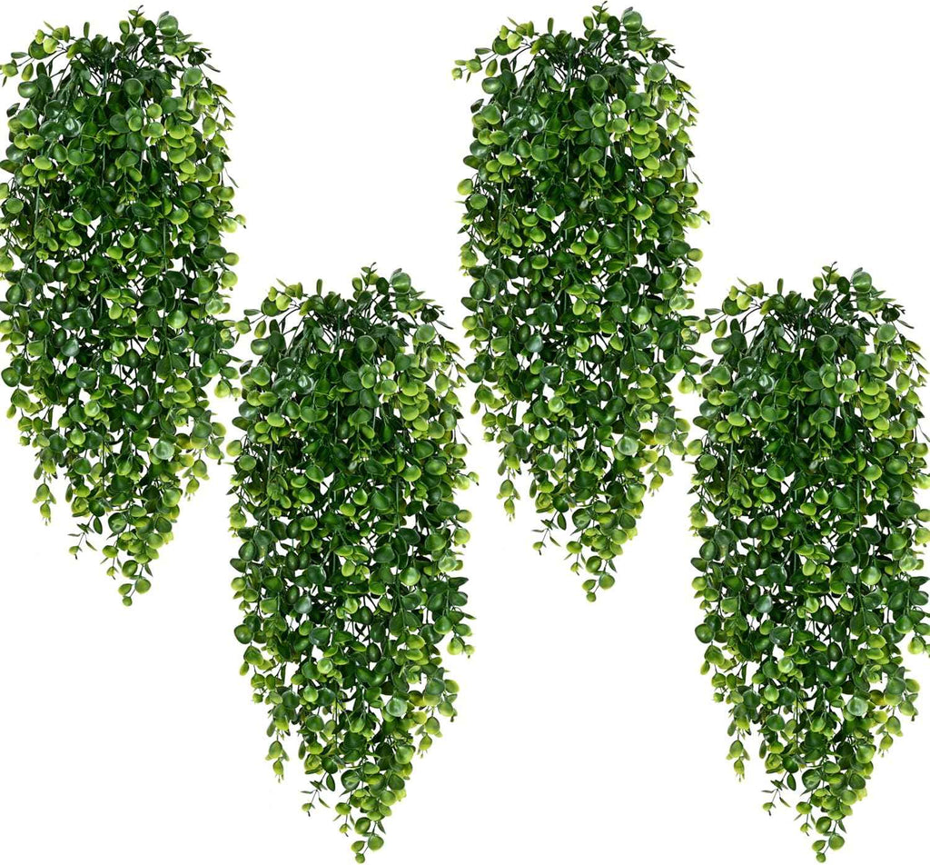 Waipfaru 4Pcs Fake Hanging Plants 2.7FT Fake Plants Fake Vines Greenery | UV Resistant Faux Outdoor Plants Ivy Vines for Modern Boho Patio Outdoor Indoor Party Wall Porch Gazebo Aesthetic Decor