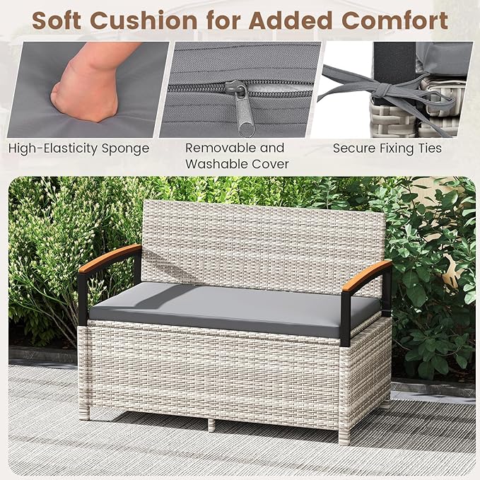 Tangkula 46 Gallon Outdoor Bench - Image 5