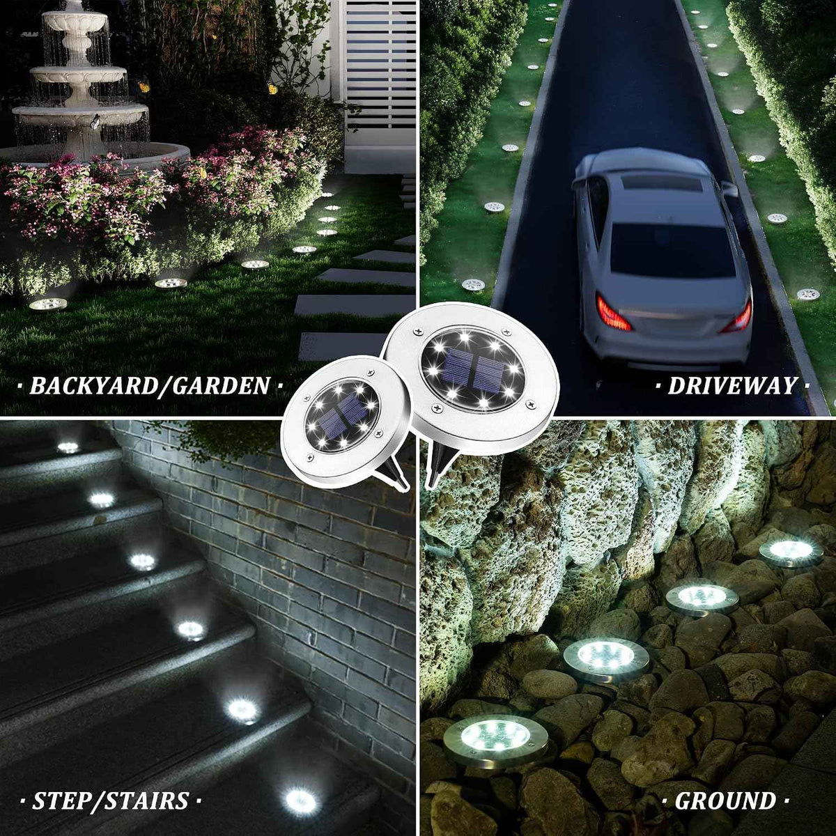 SOLPEX Solar Lights Outdoor Waterproof, 12 Pack Solar Ground Lights, Solar Garden Lights Landscape Lighting for Pathway Driveway Patio Backyard Walkway (Cool White) | IP65 Waterproof Stainless Steel Landscape Lighting for Driveway, Pathway, Garden, Pat...