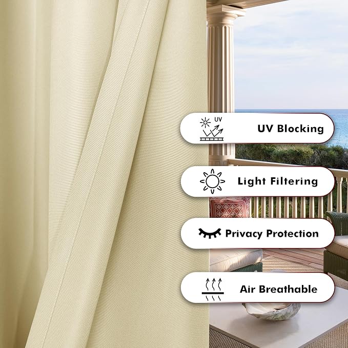 BONZER Outdoor Curtains for Patio Waterproof Thick Privacy Extra Wide Grommet - Image 4