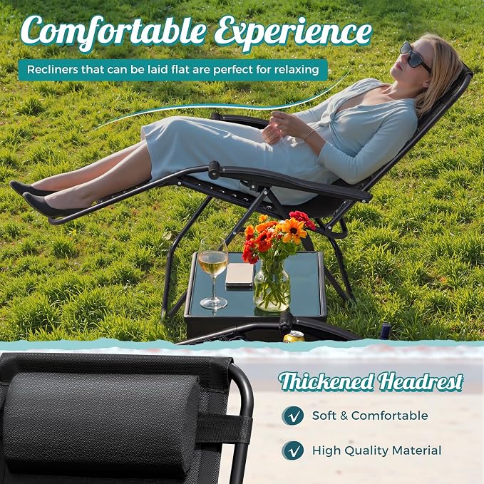 Homall Zero Gravity Chair Patio Folding Lawn Lounge Chairs Outdoor Lounge - Image 5