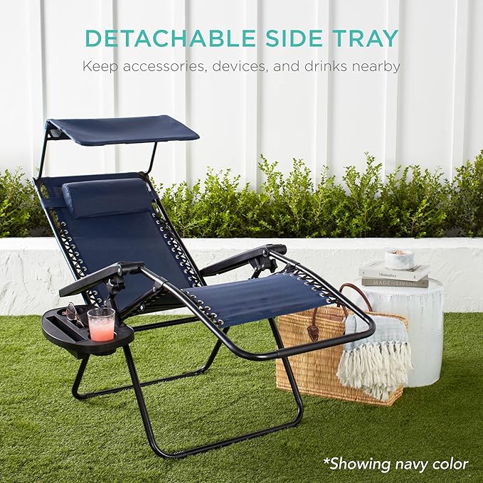 Best Choice Products Folding Zero Gravity Outdoor Recliner Patio Lounge Chair - Image 8