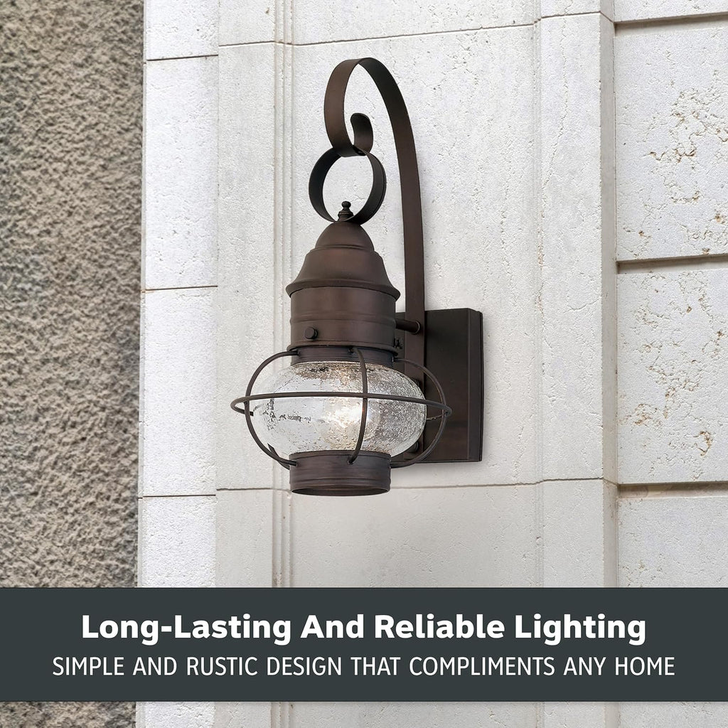 Designers Fountain Nantucket Outdoor Light Fixture, 14.25 Inch Exterior Wall Lantern Sconce for Front Door, Patio and Porch, Rustic, 1751-RT