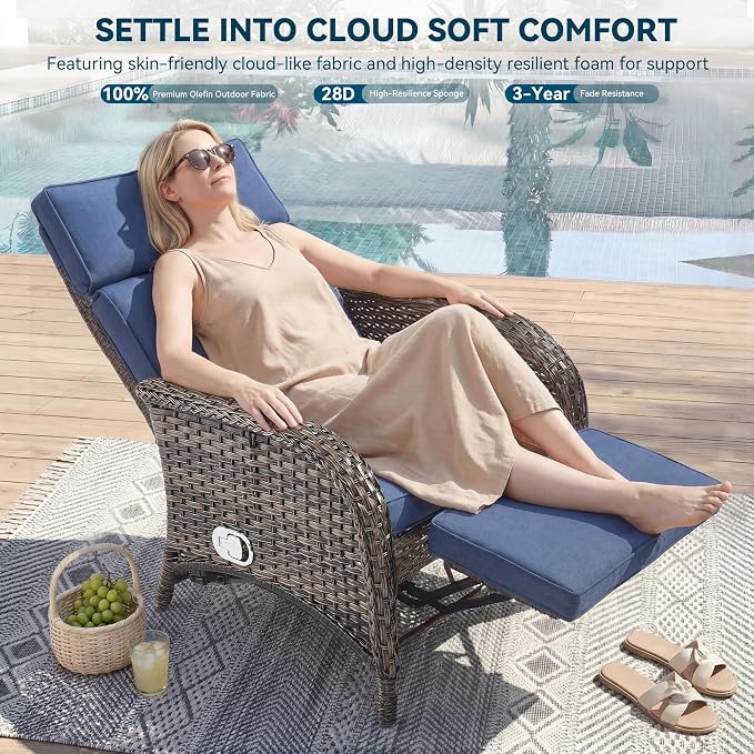 3 Pieces Zero Gravity Wicker Patio Recliner Chairs Set of 2 - Image 3