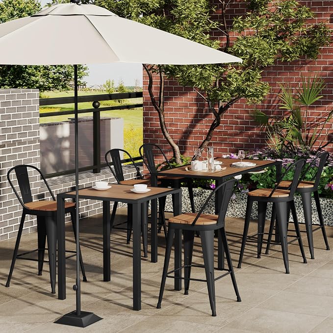 Outdoor Metal Bar Stools Set of 4, 24 inch Barstools Counter Height Bar Stool - Image 2
