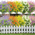 Grunyia 20 Bundles Outdoor Artificial Fake Flowers UV Resistant Boxwood Faux Plastic Plants for Hanging Garden Porch Window Box Outside Decoration(Mix)